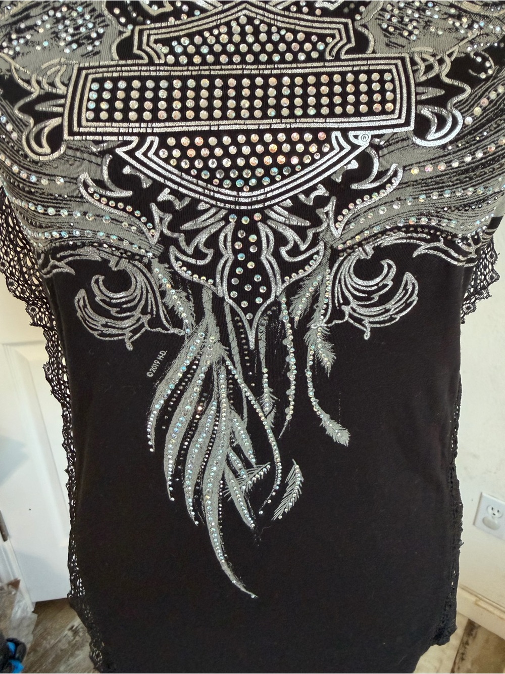Harley-Davidson Black Sleeveless Embellished Women’s Top - Picture 3 of 9